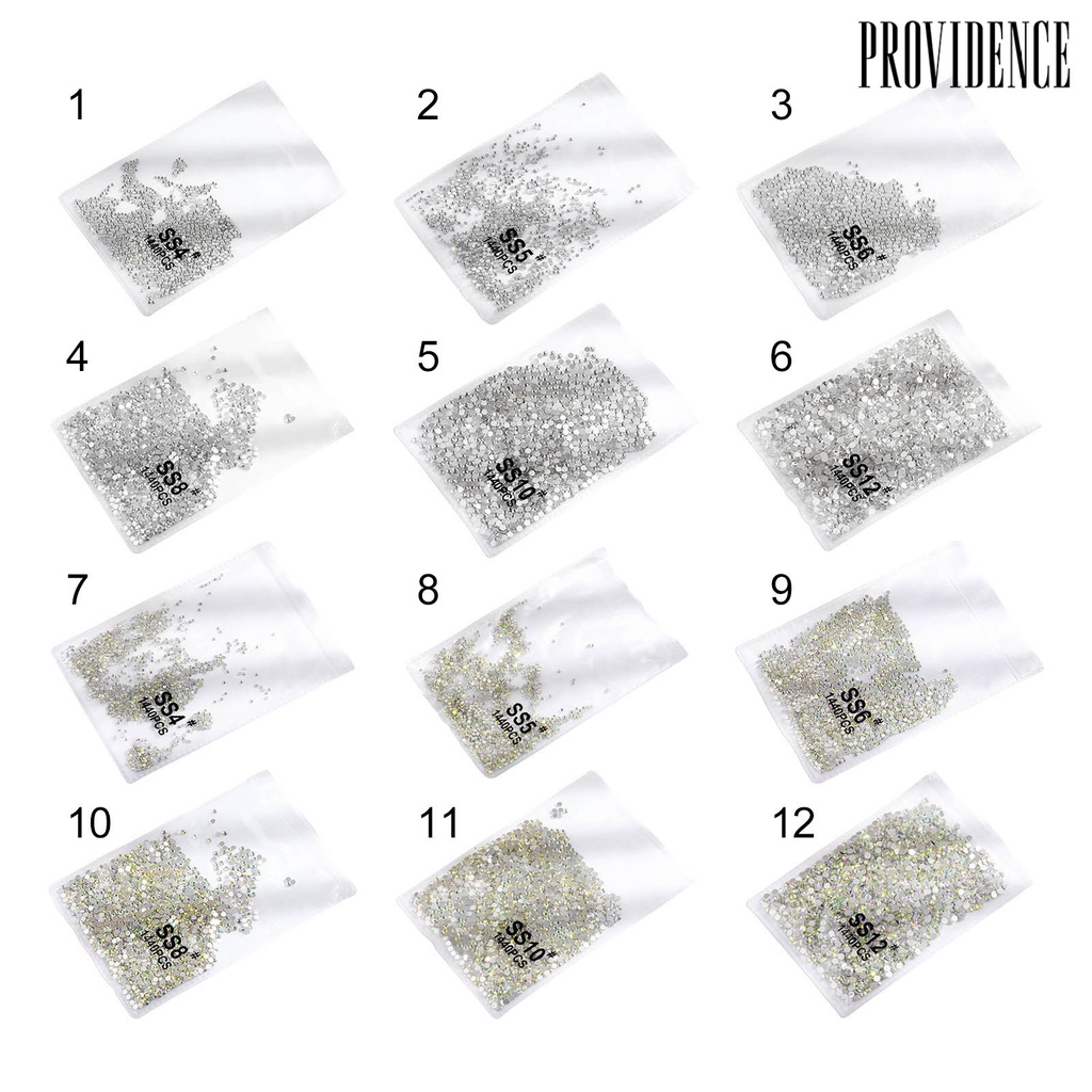 Providence 1440Pcs Manicure Decoration DIY Easy to Apply Glass Nail Transparent Flat Bottom Rhinestones for Phone Case