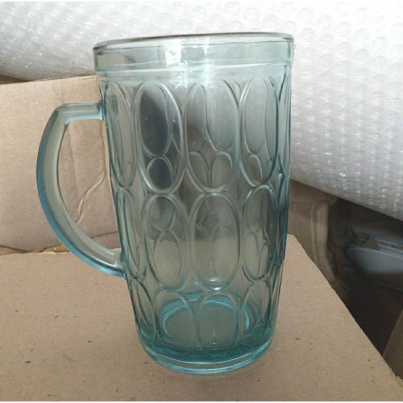 Gelas Gagang Kaca / Gelas Beling / Gelas Es Teh Manis isi 6 pcs