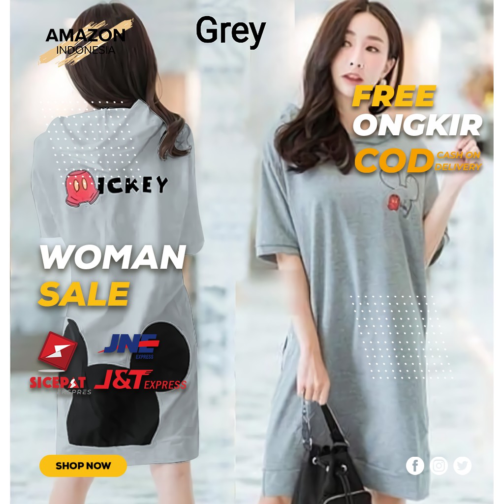 DRESS HODIE WANIYA STYLE CASUAL WARNA GREY ABU ABU BAHAN BABYTERRY ORIGINAL KUALITAS BAGUS IMPORT