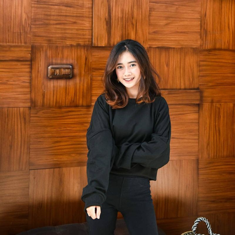 CROP OVERSIZE SWEATER FLEECE WANITA TERMURAH KEKINIAN'