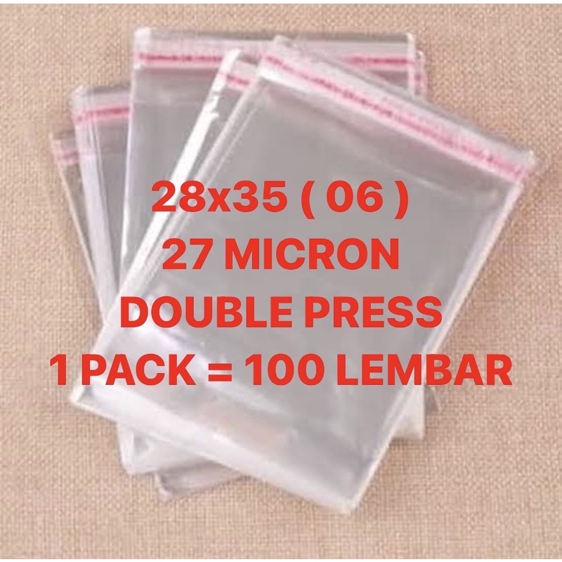 28x35 06 27 MICRON 100 LEMBAR | PLASTIK OPP SEAL BAJU GARMEN