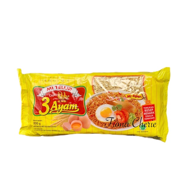 Mie telor cap 3 ayam 200gr/ mie telor / mie telur / egg noodle