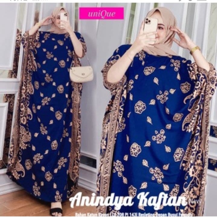 Kaftan Anindya - Kaftan Wanita Jumbo Katun Rayon Batik Premium Busui Daster Gamis Batik Bigsize  Fashion Muslim Kekinian LD 208 cm