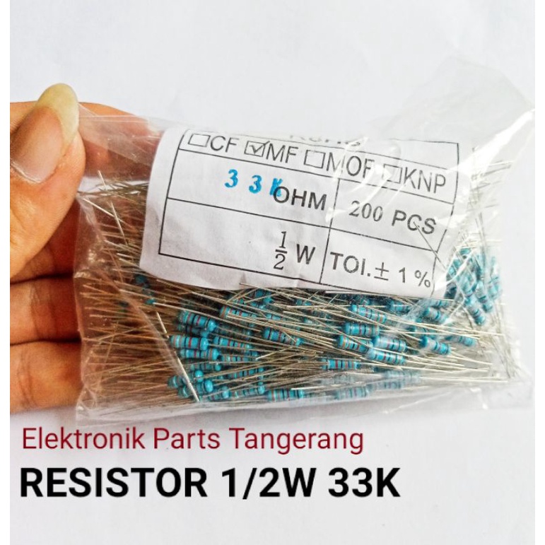 (10 Buah) RESISTOR 1/2W 33K OHM RESISTOR 1/2WATT 33K RESISTOR 1/2 WATT 33K RESISTOR 1/2 W 33K