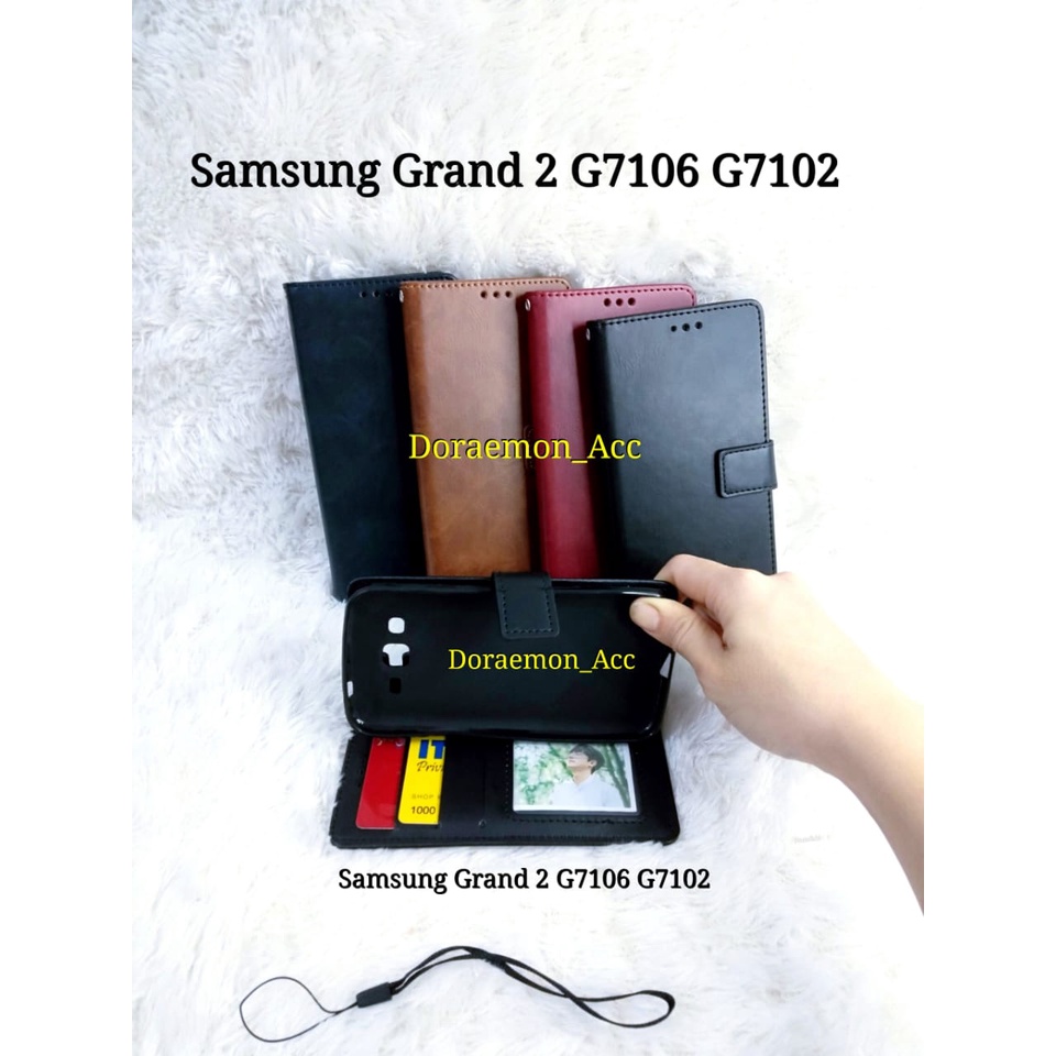 Leather Case Kulit Samsung Galaxy Grand 2 G7106 G7102 Wallet Casing Sarung dompet