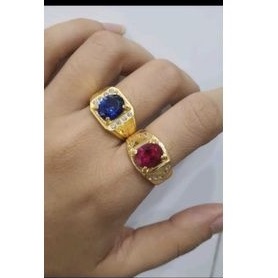 cincin pria model blue saphire emas asli kadar 875 big size