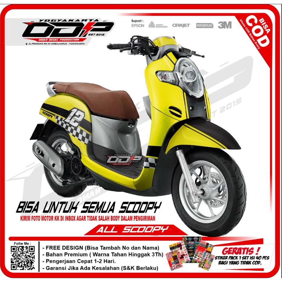 decal scoopy full body dekal stiker striping honda scopy STAYLIS 2021 stiker motor warna kuning