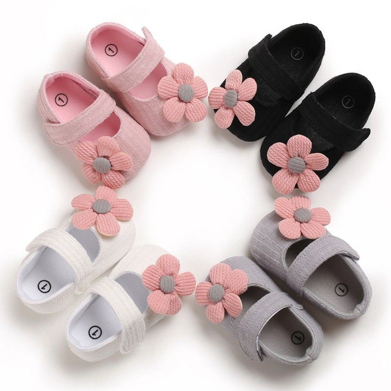 CUTESUNY Sepatu Prewalker Casual Anti Slip Aksen Bunga Bayi 0 6 Bulan Perempuan Baby Shoes