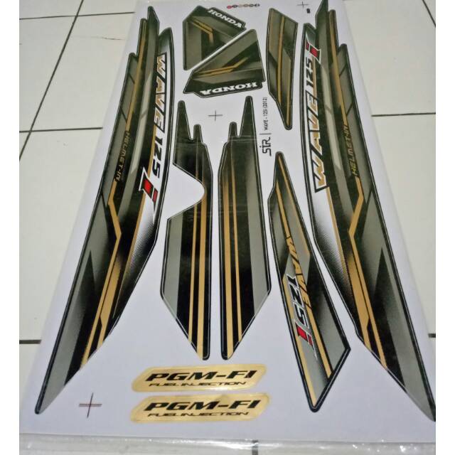 Striping sticker variasi supra x 125 carbu wave gold