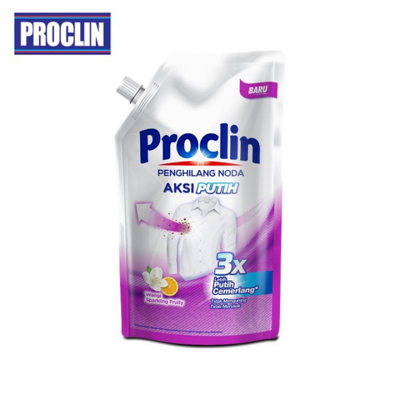 Proclin Aksi Putih Pouch 400 ml - Penghilang Noda Pakaian Pemutih Pakaian