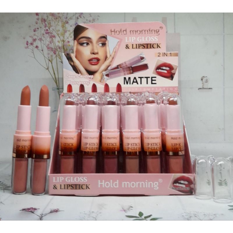 [ SATUAN ] HOLD MORNING 2IN1 LIPCREAM+ LIPSTICK