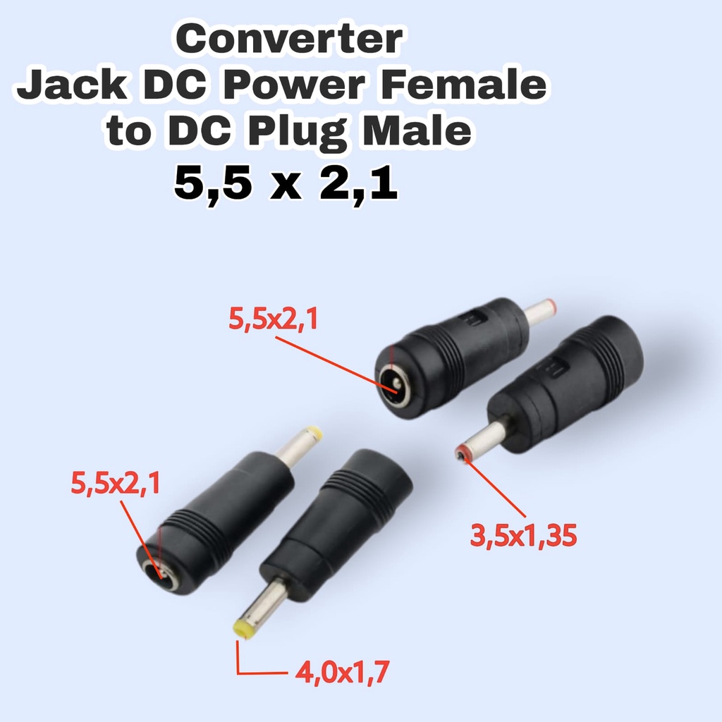 DC Plug Adaptor Jack 5.5x2.1 Female To 3.5x1.35mm male / Jack 5.5x2.1 Female To 4.0x1.7 mm Male