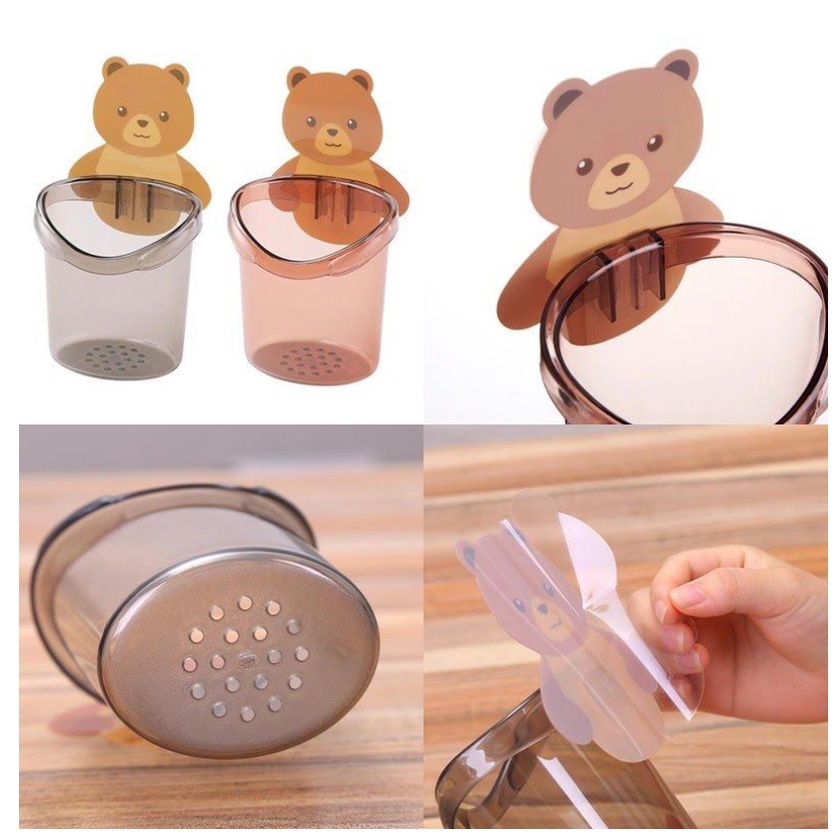 Tempat sikat gigi beruang /rak kamar mandi/gantungan tempel tempat sikat gigi/ beruang dispenser sikat gigi/beruang rak sikat gigi/dispenser sikat gigi odol/tempel sikat gigi/odol serbaguna rak kamar mandi/gantungan odol/beruang gantungan kamar mandi-5