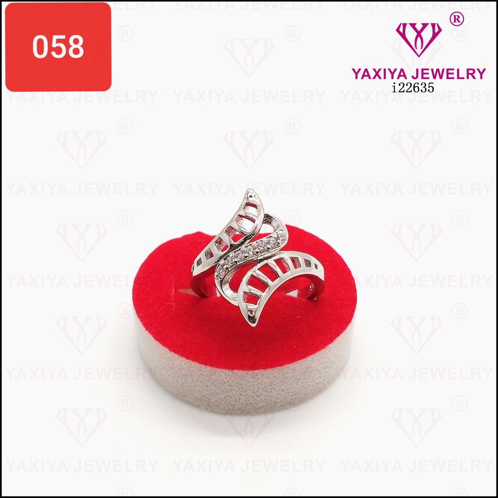 

Cincin Emas Putih Permata Perhiasan Lapis Emas 18K Yaxiya Jewelry 058