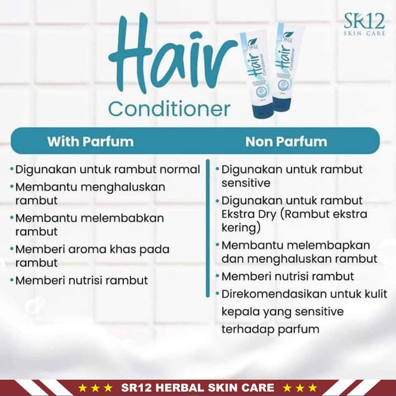 Hair Conditioner SR12 | Kondisioner Rambut dan Kulit Kepala | Perawatan Rambut | Shampoo &amp; Conditioner | Pengharum Rambut | Nutrisi Rambut | Pelembab Rambut | Penyegar Kulit Kepala | SR12 Herbal Skincare