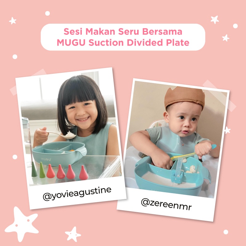 MOOIMOM MUGU BABY FEEDING SUCTION DIVIDED PLATE