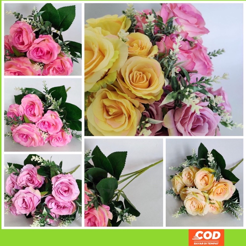Bunga Plastik Mawar Peony :)7 tangkai 7 kuntum bunga hias bunga dekorasi bunga artifisial BT9075