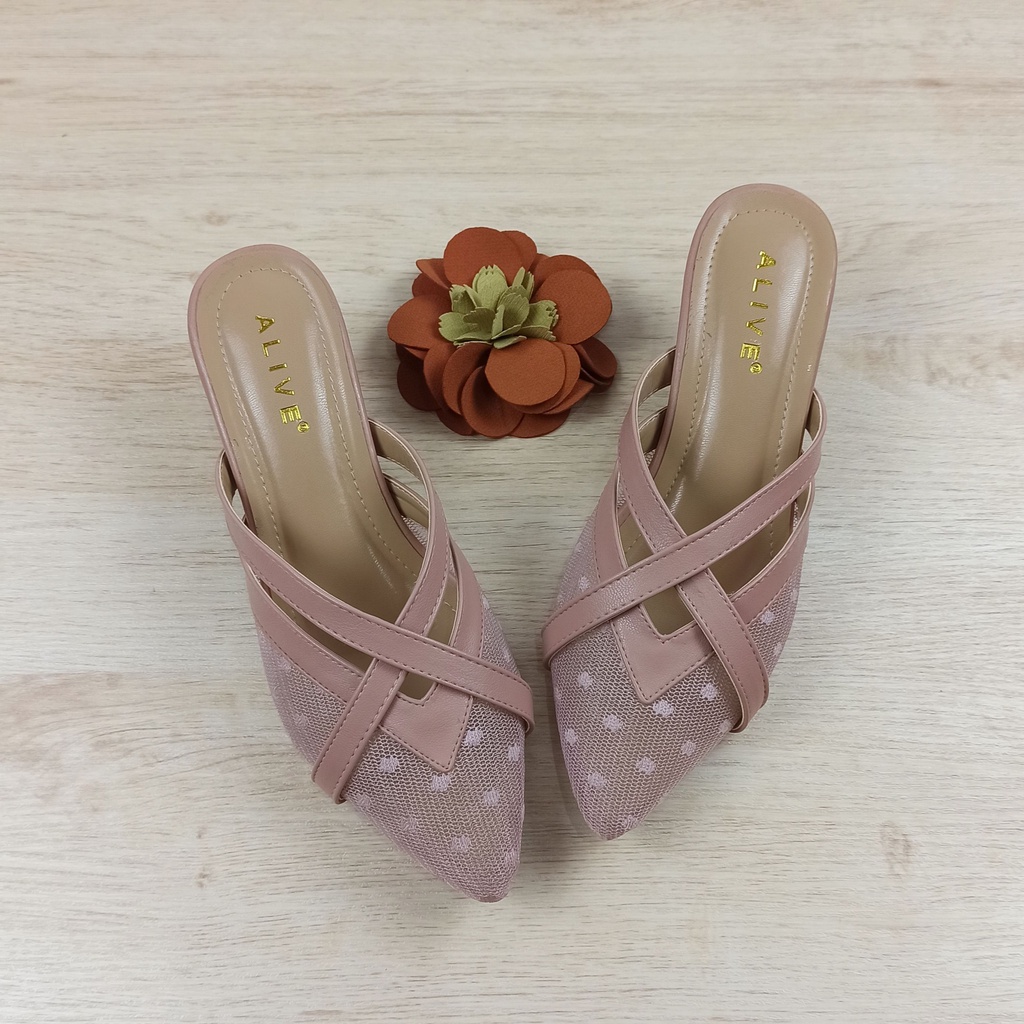 VITASHA SANDAL WANITA HIGH HEELS 5cm JALA BROKAT KOREA TERLARIS