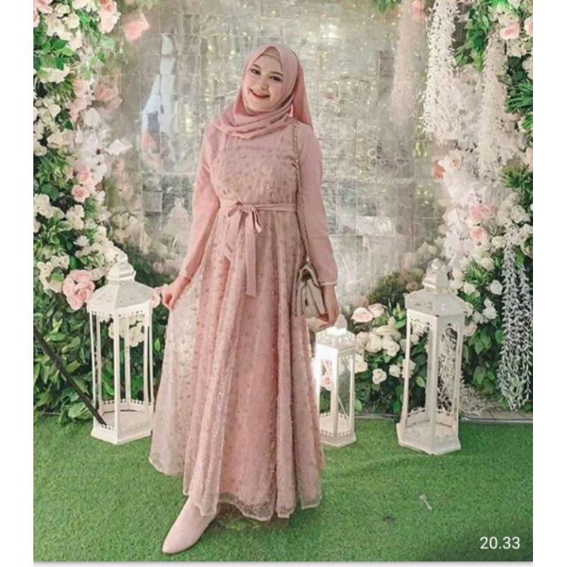 BAJUPESTA.PEREMPUAN.MUSLIM.MEWAH.DRESS.ELEGAN.WISUDA