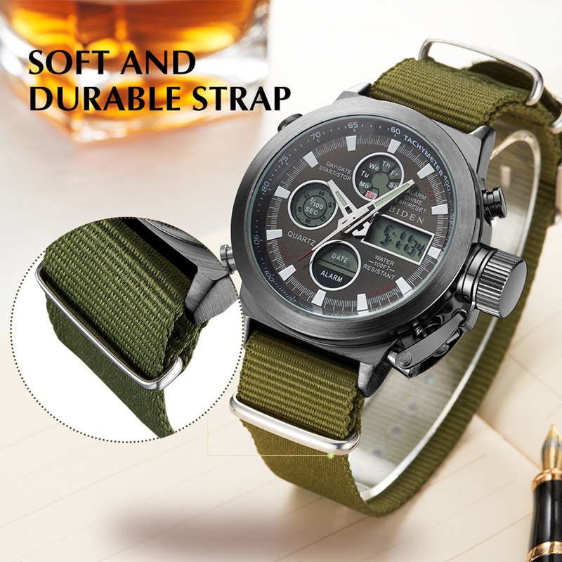Jam Tangan BIDEN Pria Army LED Digital YN0031BB-GreenBlack,jam tangan original,jam anti air murah
