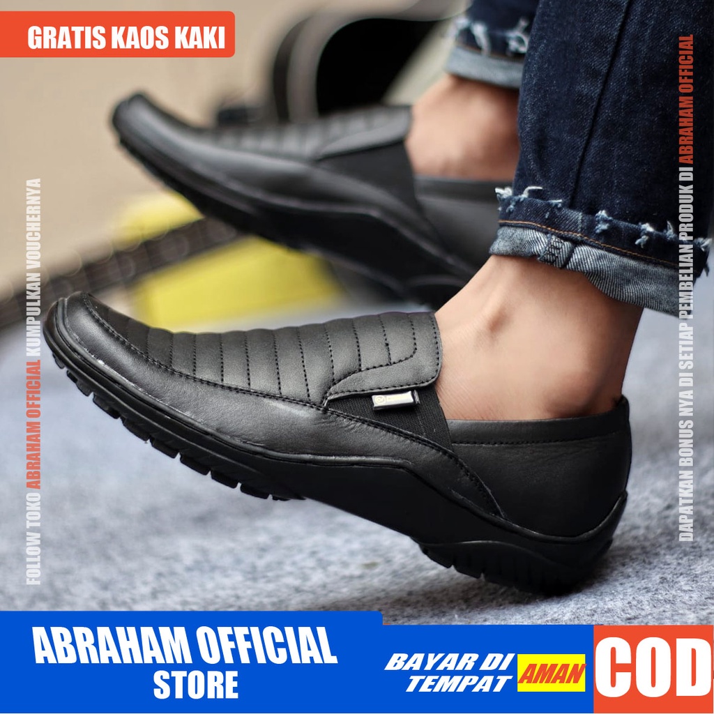 ABRAHAM Sepatu Slip On Kulit Asli Selop Kerja Pria