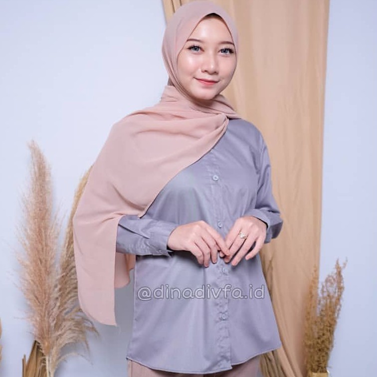 Kemeja Wanita Kerja Polos Busui Katun Toyobo Bayar ditempat marimofashions-KEMEJA TOYOBO Abu