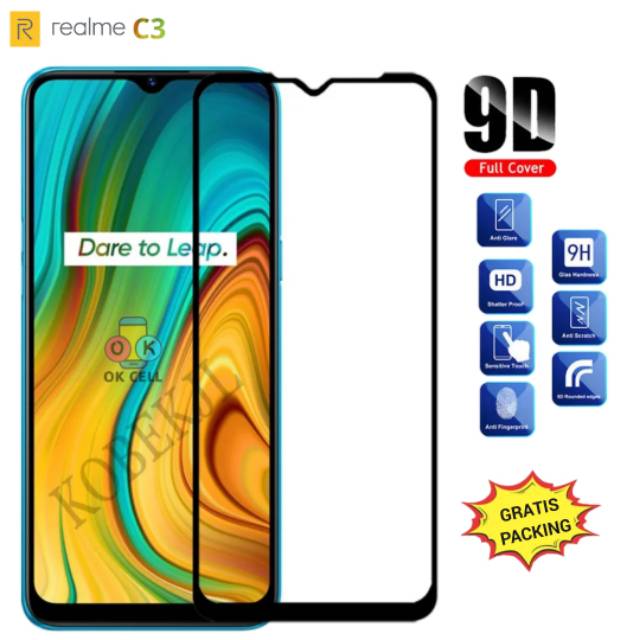 TG Anti Gores Layar Realme C3 Tempered Glass Full Screen Protector Pelindung Kaca Layar Premium