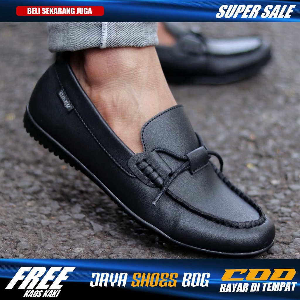 GUMI|Sepatu Slip On Pria Original Semi Formal Pantofel Hitam Main Kondangan Kerja Kantor Casual Kasual Selop Slop Santai Cowok Trendy