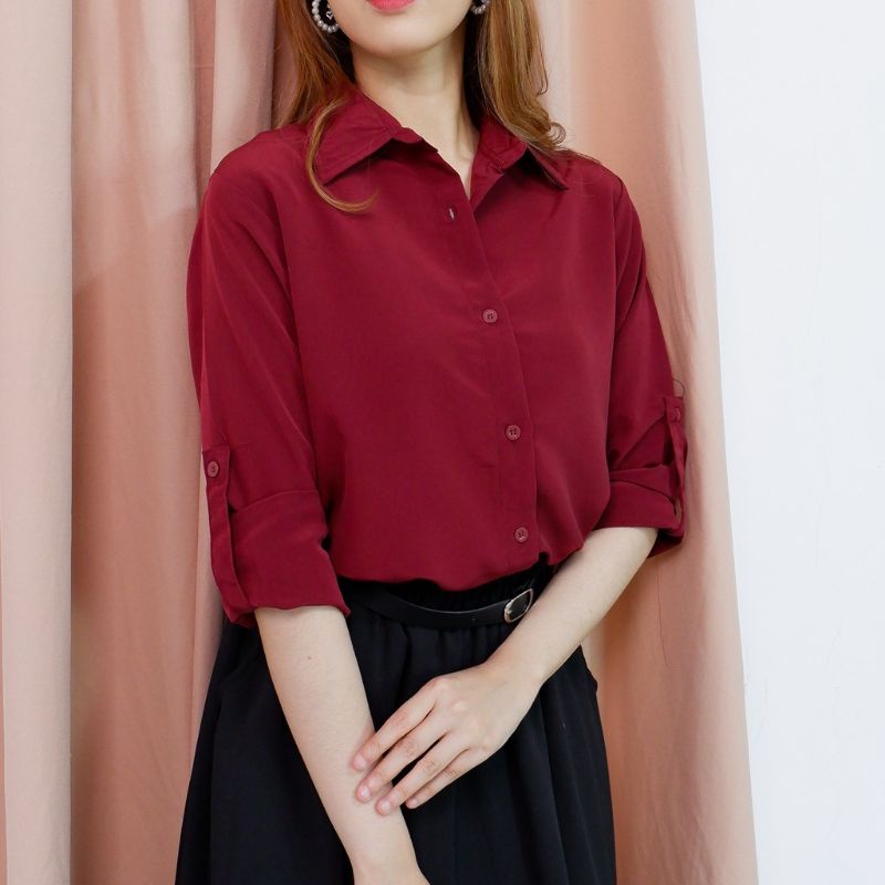KEMEJA WANITA - KEMEJA OVERSIZE MAROON