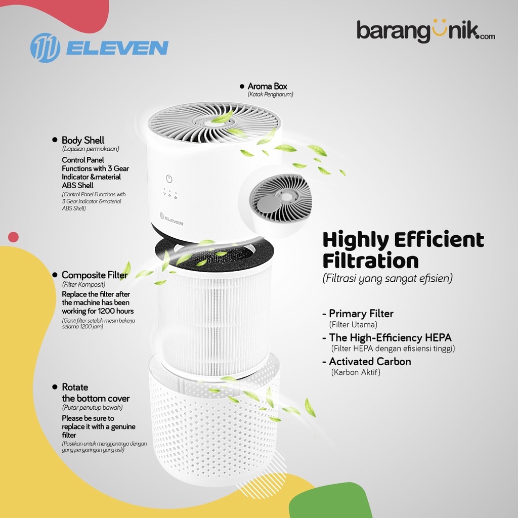 Air Purifier ELEVEN True HEPA H13 Filter AROMATHERAPY