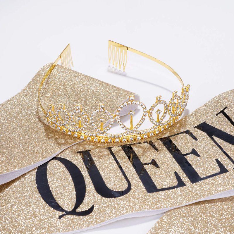 2pcs Tiara Mahkota Selempang untuk Ulang Tahun Komplit Mahkota Sash/Sash and Crown Birthday Queen