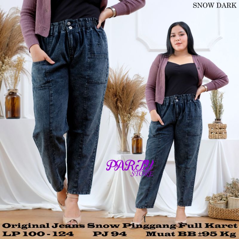 boyfriend kantong 100kg - super jumbo - Rsliting - bigsize  wanita legging - bahan jeans /