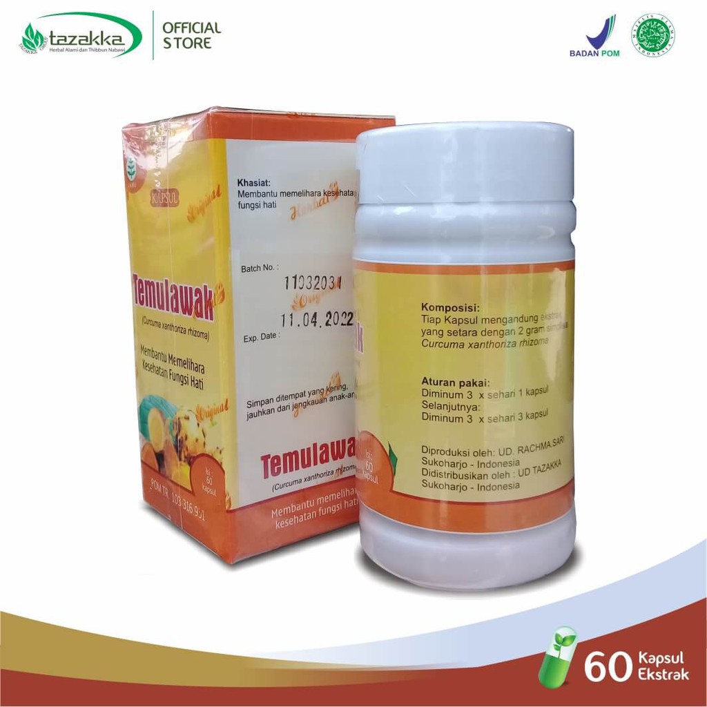 ORIGINAL - 𝐄𝐊𝐒𝐓𝐑𝐀𝐊 𝐓𝐄𝐌𝐔𝐋𝐀𝐖𝐀𝐊 Kapsul - Curcuma xanthorrhiza  Atasi Masalah Pencernaan Obat Antiradang