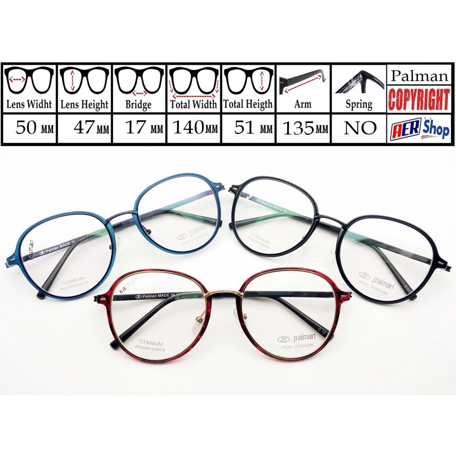 Original kacamata minus PALMAN frame kacamata minus bulat ringan