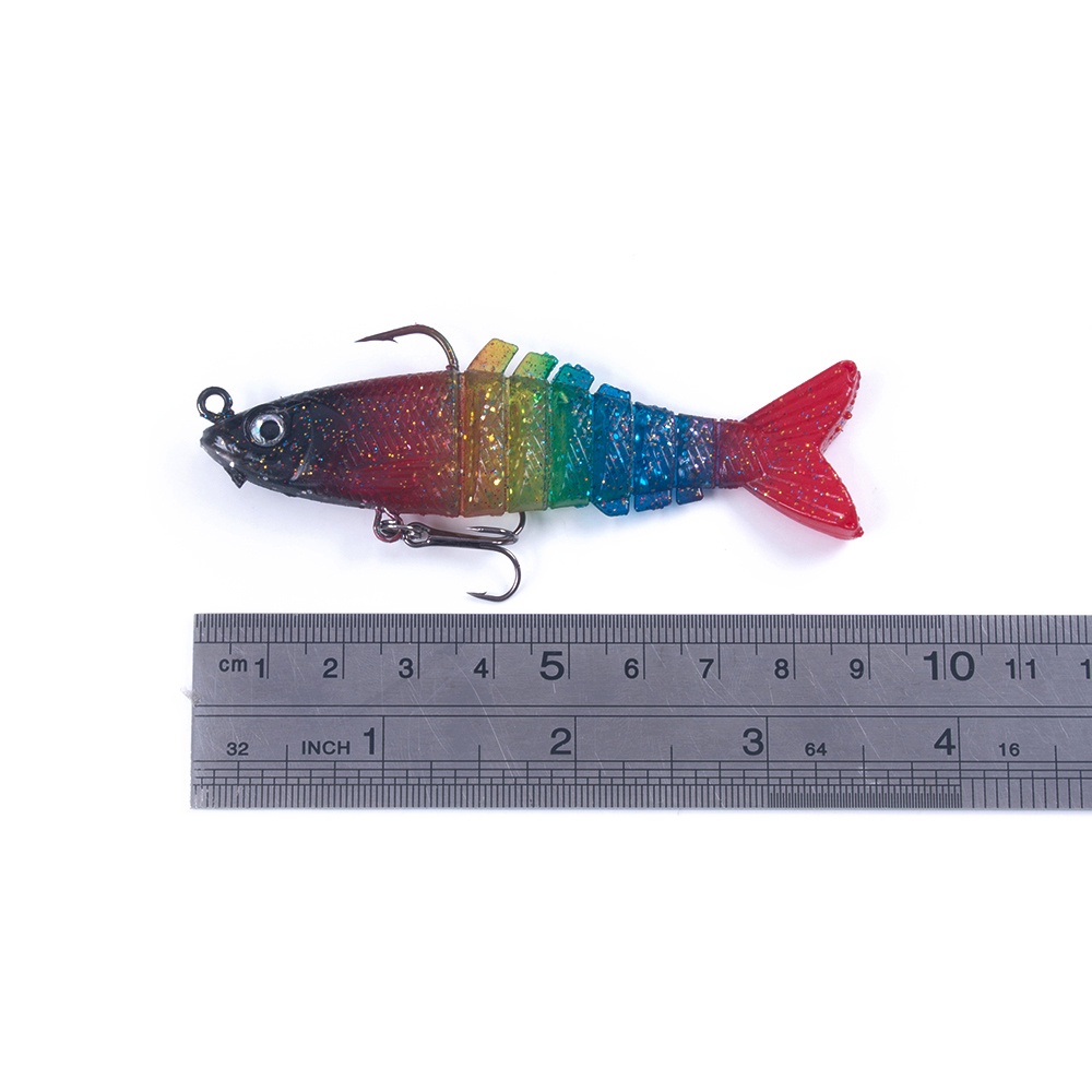 HENGJIA 1PCS Unpan Soft Minnow Bait 9cm 15g Soft Swimbait Fishing Lure soft lead Jig Head Single Hook 3D Eyes Fishing Bait Ikan Tackle