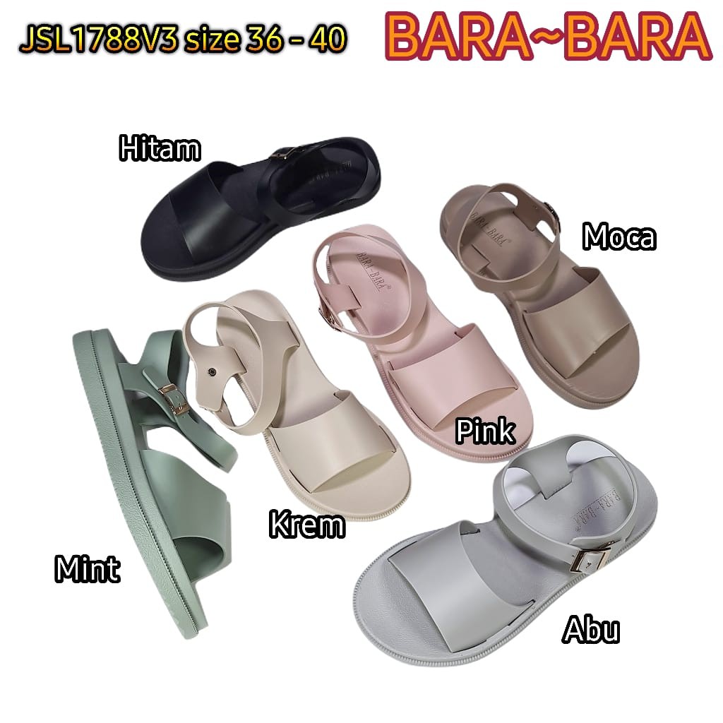 jelly sandal tali wanita barabara karet import sendal cewek bara bara JSL1788V3