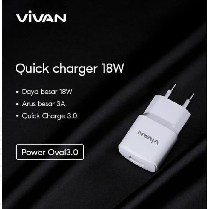 ADAPTOR CHARGER VIVAN POWER OVAL 3.0 18 WATT QUICK FAST CHARGING QC 3.0