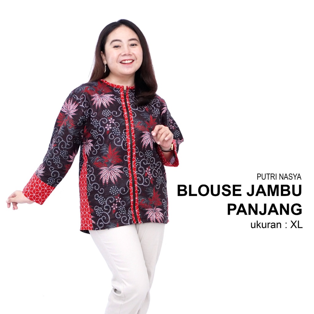 Atasan Batik Jumbo Blouse Big Size Wanita Kerja S-M-L-XL-XXL-3L-4L-5L Blus Jumbo Kerja Seragam Batik