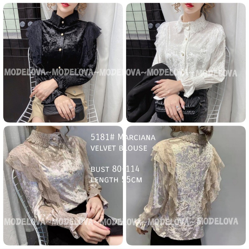 MDLV~5181 MARCIANA VELVET BLOUSE / ATASAN LENGAN PANJANG / FASHION IMPORT WANITA