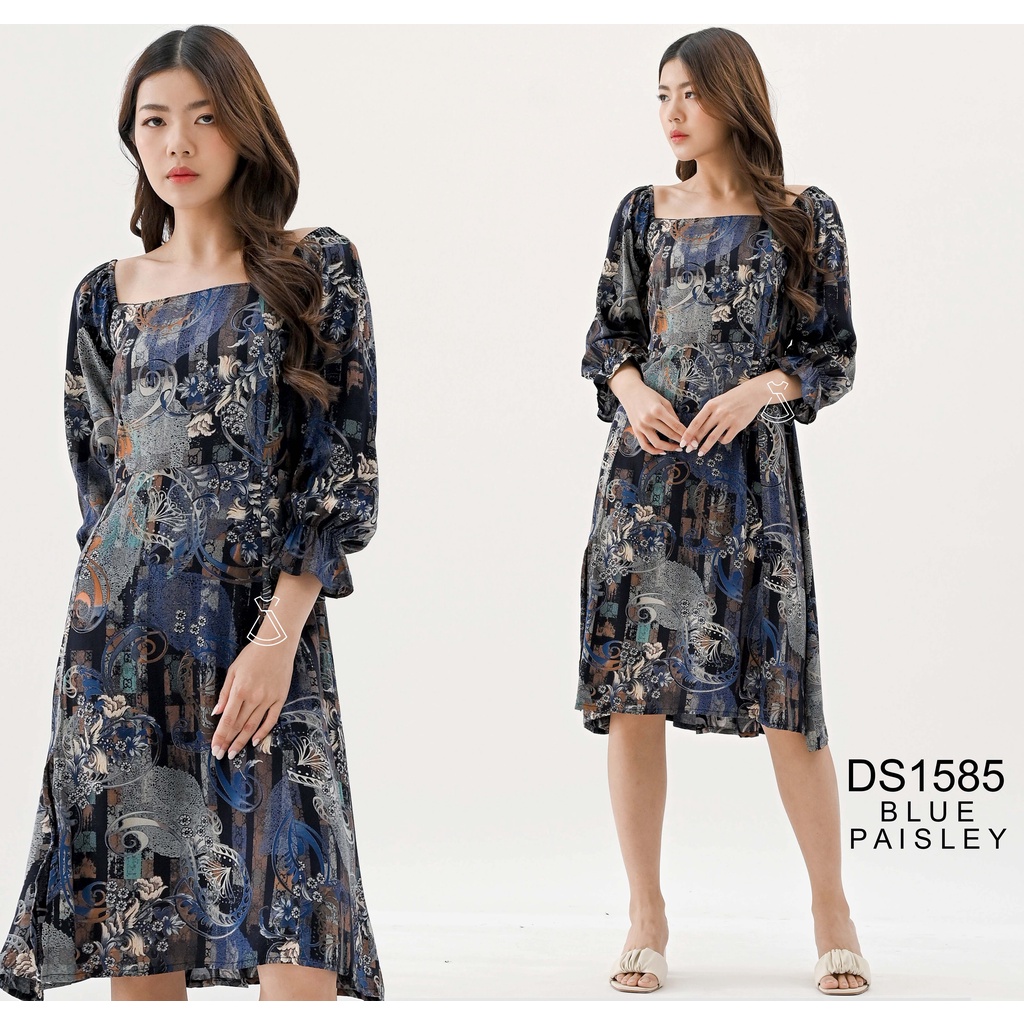 DS1585 - Dress Rayon Korean Look Dress Midi Casual