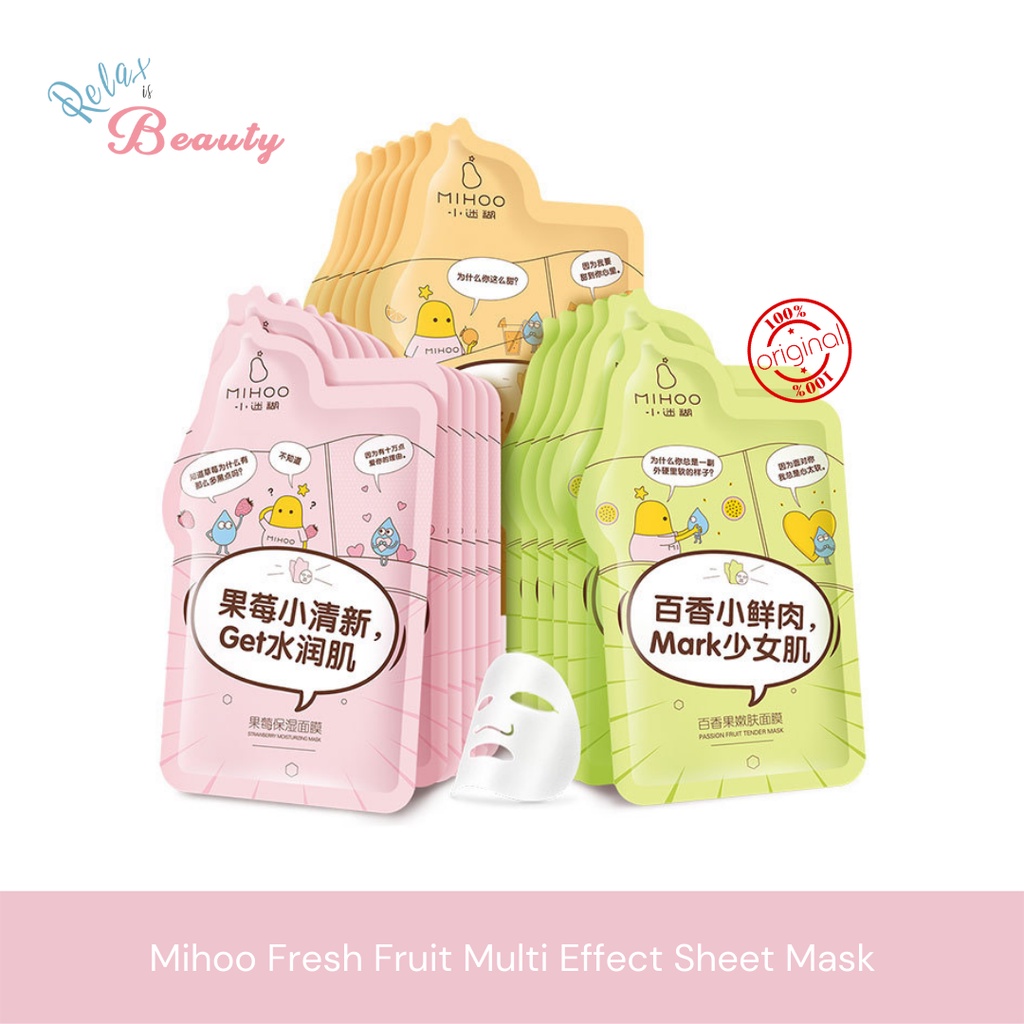 MIHOO Fresh Fruit Multi Effect Sheet Mask Masker Wajah Muka Skincare
