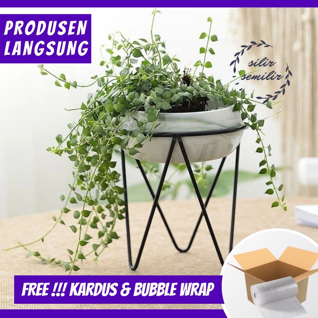 SMF017  rak standing pot hiasan bunga besi plastik dekorasi dinding ruang kamar tamu tidur rumah