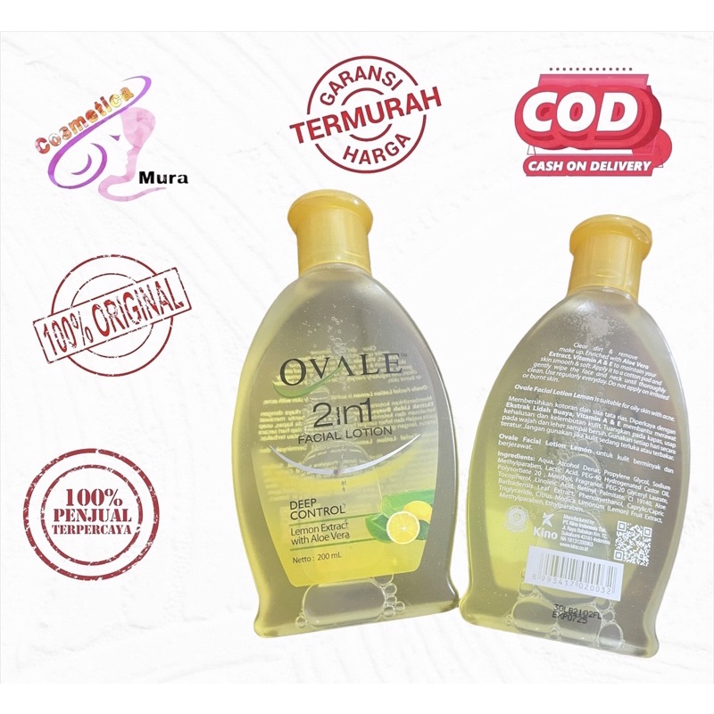 [200ml] terbaru 2in1 ovale Lemon 200 ml - toner ovale lemon - ovale 2in1 facial cotton deep control Lemon 200 ml