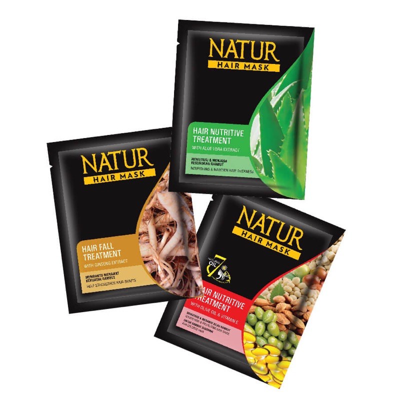 Natur Hair Mask Treatment GINGSENG / ALOEVERA / VITAMIN E / Masker Rambut Rontok / Penyubur Rambut