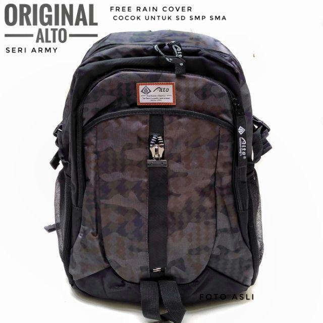 Tas Sekolah Backpack Import Anak Laki Laki Brand Alto Motif Army untuk anak SD SMP SMA