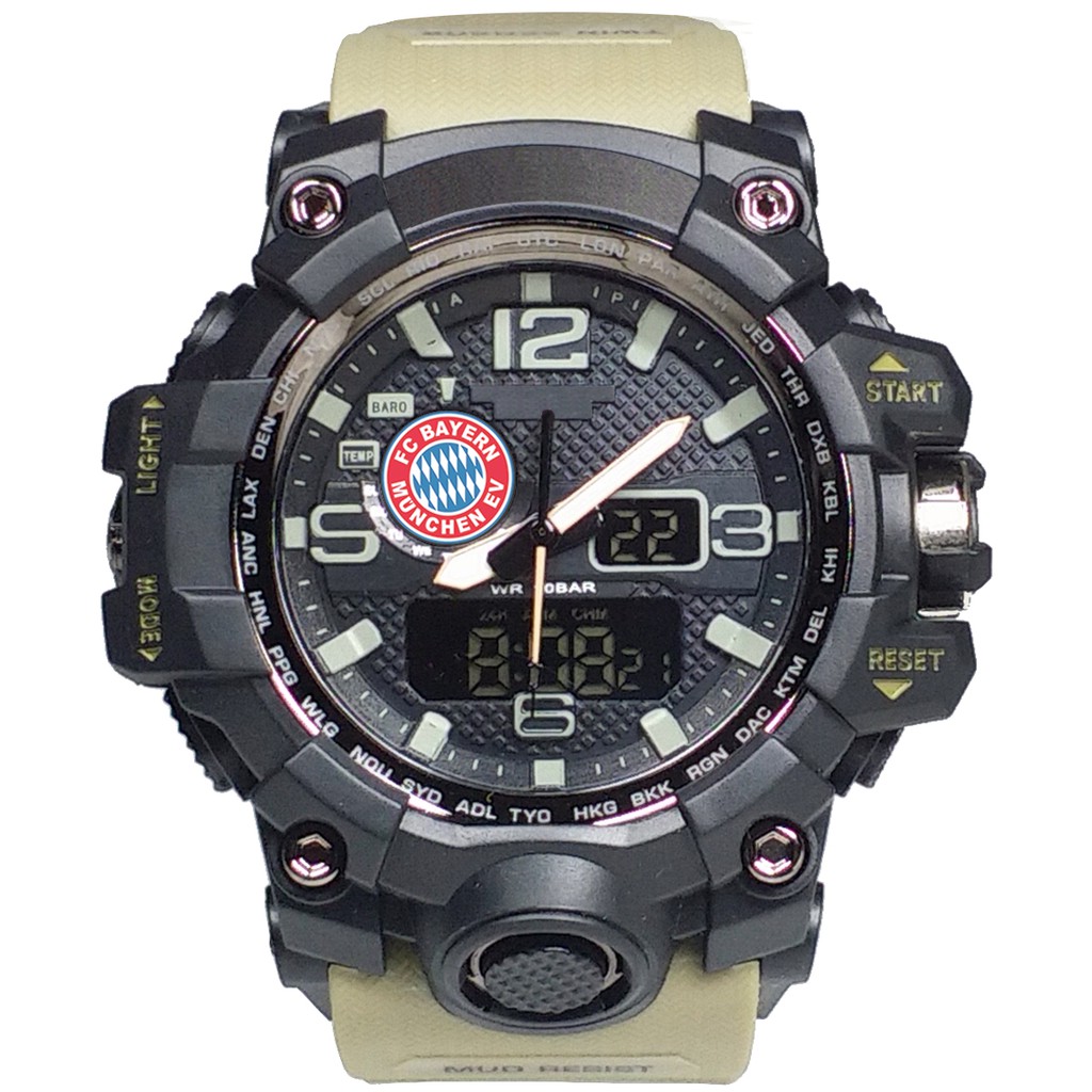 (Istimewa Bossque) Jam BAYERN MUNCHEN Double Time Tali Cream (Exclusive)