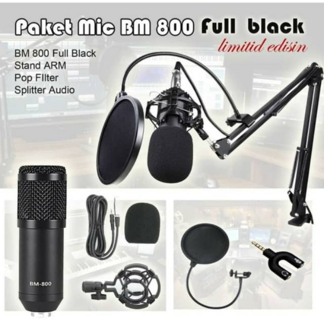 Paket Mic condenser BM 800 hitam