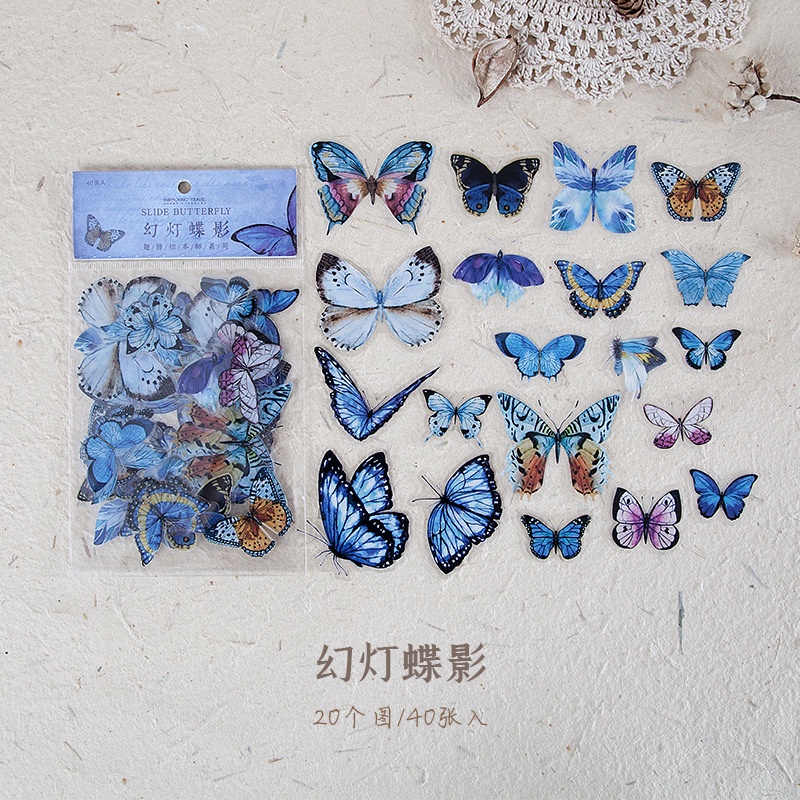 40pcs Stiker Bentuk Sayap Taxidermist Butterfly Hand DIY 8 Gaya Untuk Album