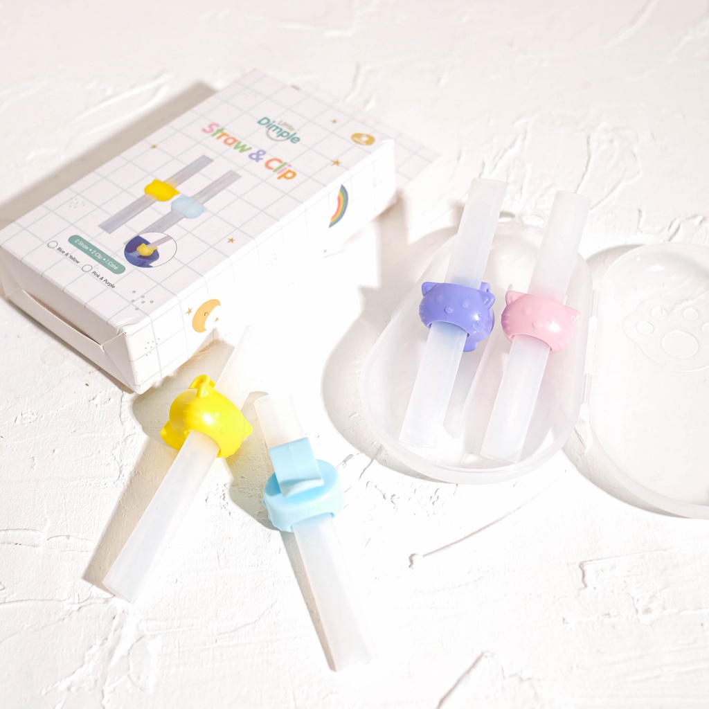 Little Dimple Straw and clip/Sedotan Minuman Anak