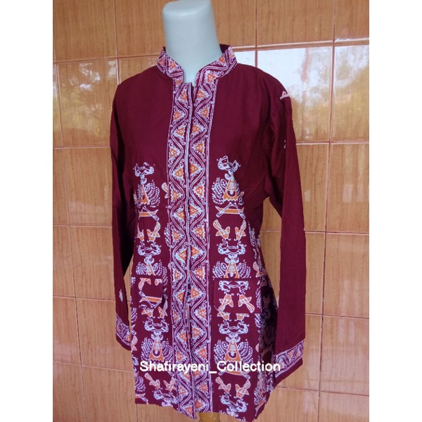 Baju Batik Banyuasin Merah Wanita / Baju Dinas Batik Banyuasin Wanita